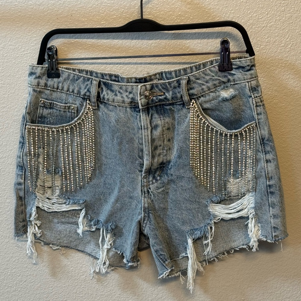 Adika Rhinestone Jean Shorts
